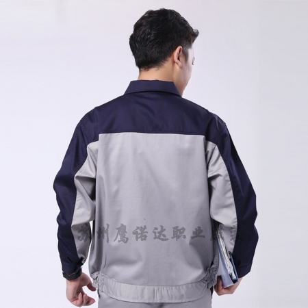 深蓝配浅灰涤棉纱卡汽修服AC079-QX